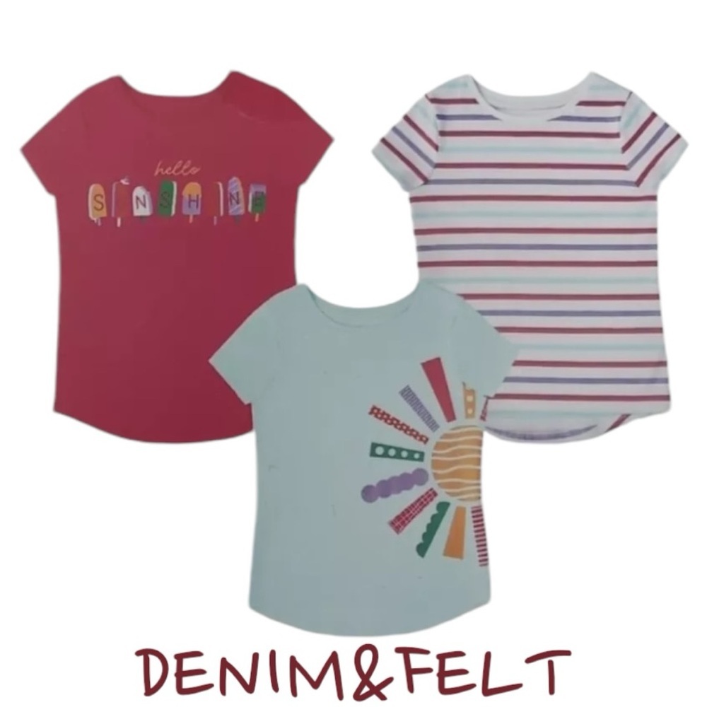 Member's Mark Girl's 3 Pack Short Sleeve Graphic Tees/ Hello Sunshine| NEW/NWT🩷